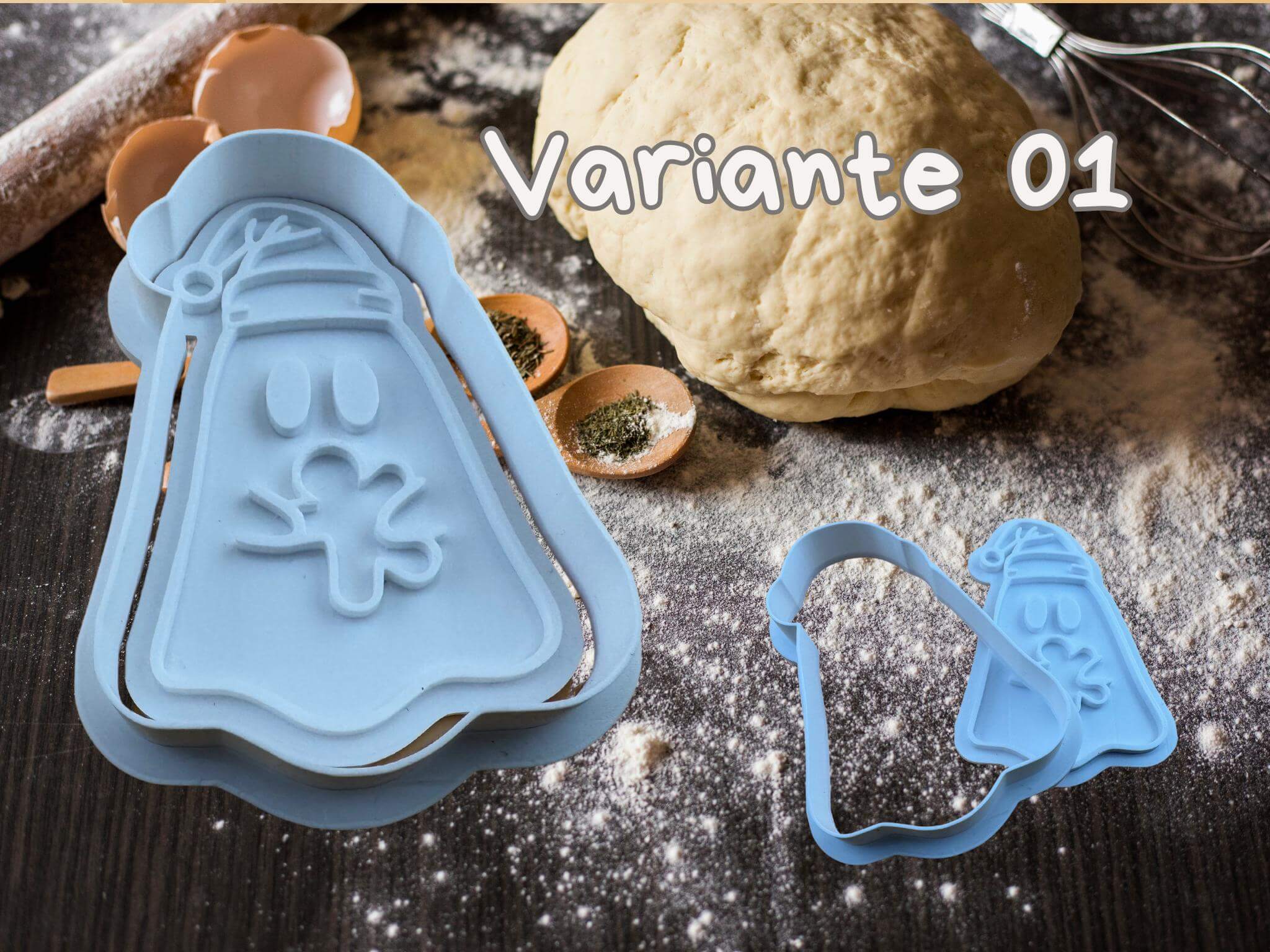 Süße blaue Gespenster Ausstechformen für Weihnachtskekse, ideal für festliche und Halloween-Bäckerei.