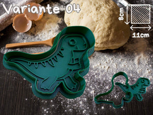 Grüner Dinosaurier-Keks-Ausstecher in T-Rex-Form auf Backunterlage, ideal für Dino-Fans. Perfekt für kreative Backabenteuer.