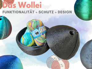 Praktische Garnschale mit bunten Wollknäueln, ideal für Strick- und Häkelprojekte, schützt vor Verheddern.