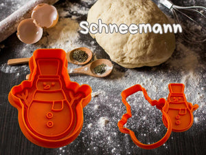 Schneemann Keks-Ausstecher in orange, ideal für winterliche Backprojekte und festliche Plätzchen.