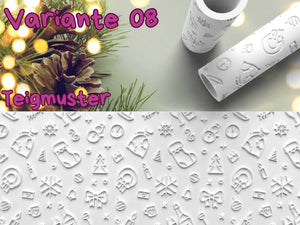 Weihnachts-Teigroller mit festlichen Motiven für kreative Plätzchen; perfekte Geschenkidee für Bäcker.
