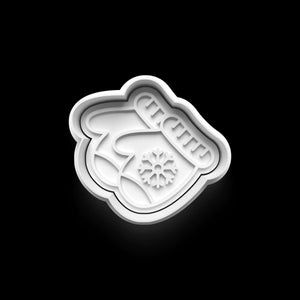 Keks-Ausstecher Handschuh mit Schneeflocke, ideal für winterliche Plätzchen und Weihnachtsdekorationen. Langlebiges PETG-Material.