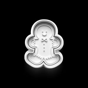 Lebkuchenmann Keks-Ausstecher aus PETG-Kunststoff auf schwarzem Hintergrund, ideal für kreative Weihnachtsplätzchen.