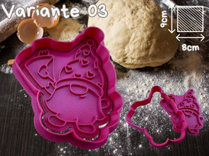 Valentinstag Gnome Keks Ausstecher in pink, ideal for heart-themed cookies, made from durable PETG plastic, 9cm by 8cm.