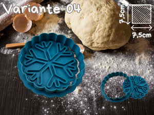 Snowflake cookie cutter on a baking countertop with dough and flour, perfect for creating winter-themed cookies. ❄️🍪