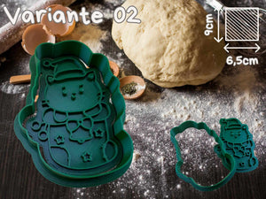 Weihnachtliche Katzen-Keks-Ausstecher in Form eines niedlichen Katers mit Weihnachtsmütze, ideal für festliche Plätzchen.