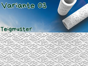 Teigroller mit Wolkenmotiven für kreative Gebäckmuster auf Keksen, Kuchen und Fondant in Variante 03.