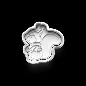 Squirrel-shaped cookie cutter from winter animal set, perfect for festive baking.