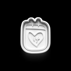 Valentinstag Herz Ausstechform in Kalenderstil, ideal für romantische Keks- und Fondantkreationen, langlebiger PETG-Kunststoff.