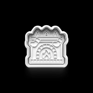 Weihnachts-Ausstecher Kamin mit Weihnachtsbaum und Strümpfen für festliche Kekse