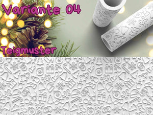 Festive rolling pin with Christmas patterns for creative holiday baking.