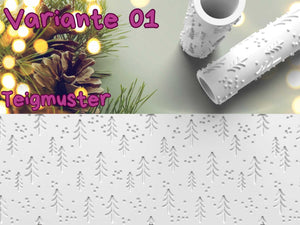 Weihnachts-Teigroller mit festlichen Baum-Motiven, perfekt für kreative Keksdekorationen und festliche Bäckereiprojekte.