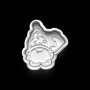 Valentinstag Gnome cookie cutter with heart designs, perfect for baking romantic treats.