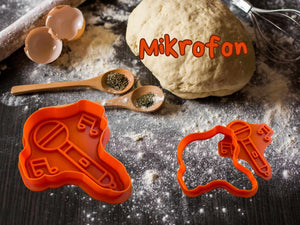 Mikrofon Keks-Ausstecher in orange, ideal für kreative Backprojekte mit Musik-Thema.