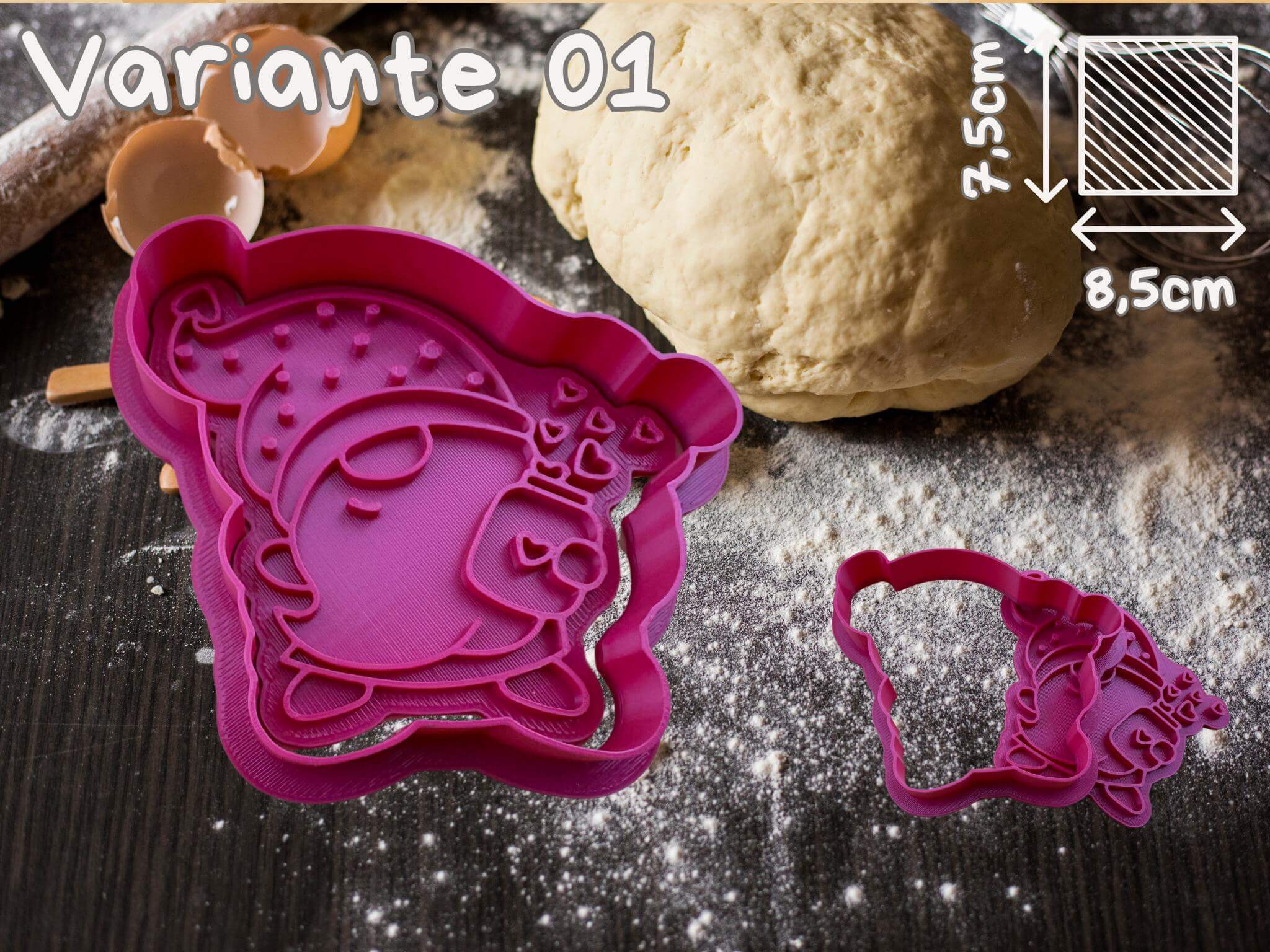 Valentinstag Gnome Keks Ausstecher mit Herzmotiven, ideal zum Backen von romantischen Plätzchen, PETG-Kunststoff, Variante 01.