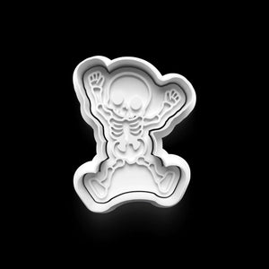 Spooky skeleton cookie cutter for Halloween baking, featuring a fun dancing design perfect for festive treats.