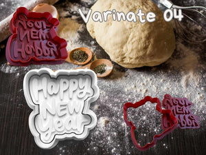 Keks-Ausstecher Set 'Happy New Year' für kreative Silvesterplätzchen 2025, perfekt für Neujahrsfeiern und Backprojekte.