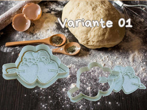 Gnome cookie cutters on a floured surface, perfect for festive baking and creative cookie designs.