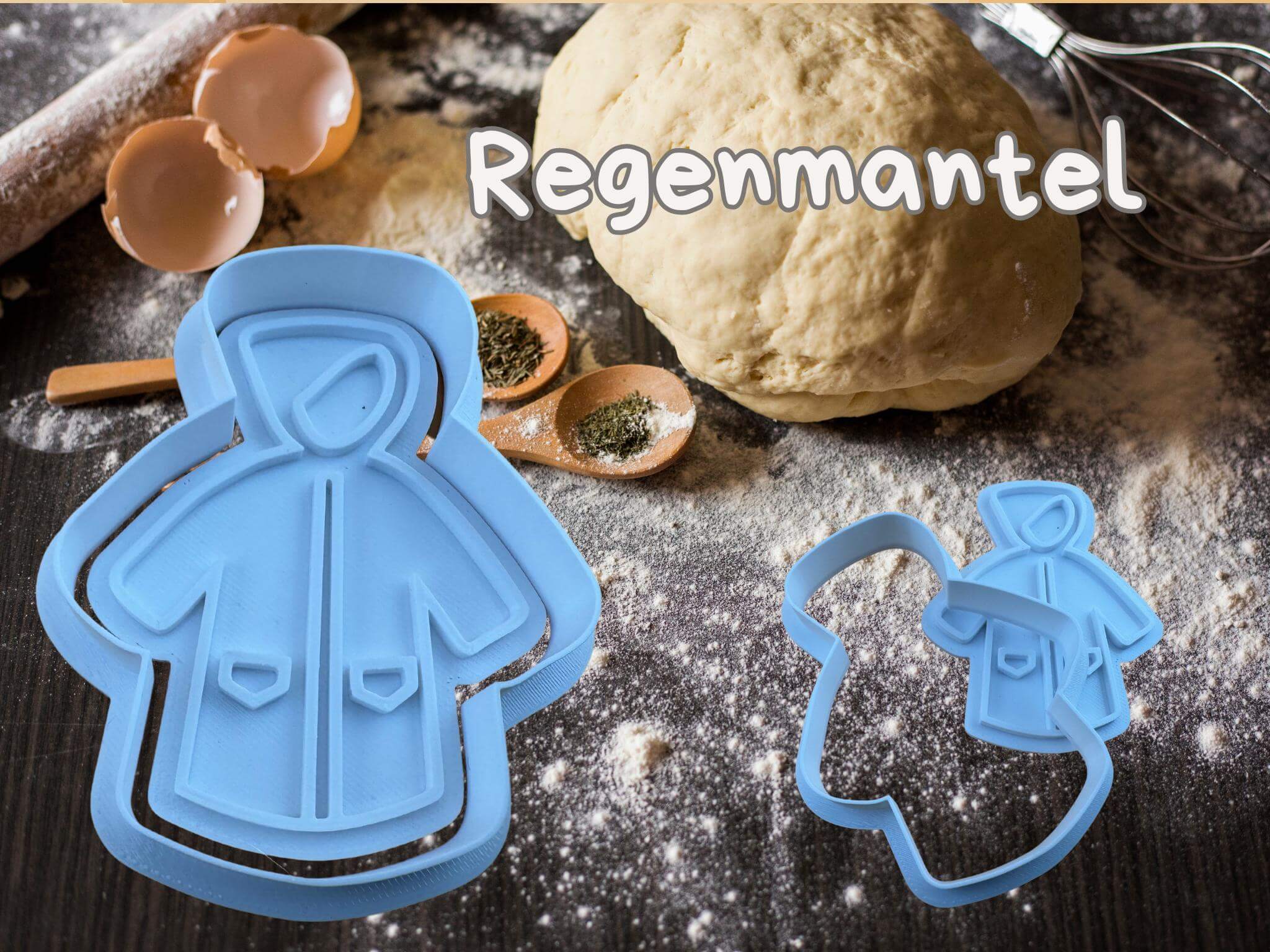 Keks-Ausstecher Regenmantel, perfekt für herbstliche Backideen und kreative Dekoration in der Küche.