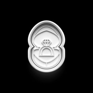 Valentinstag Keks Ausstecher Set featuring heart lock, engagement ring, love card design for romantic cookie making.