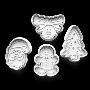 Weihnachtliche Keks-Ausstecher in Rentier, Weihnachtsbaum, Lebkuchenmann & Weihnachtsmann Formen, aus langlebigem PETG-Kunststoff.