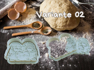 Gnome cookie cutters on a countertop with dough, perfect for festive baking and creative treats.