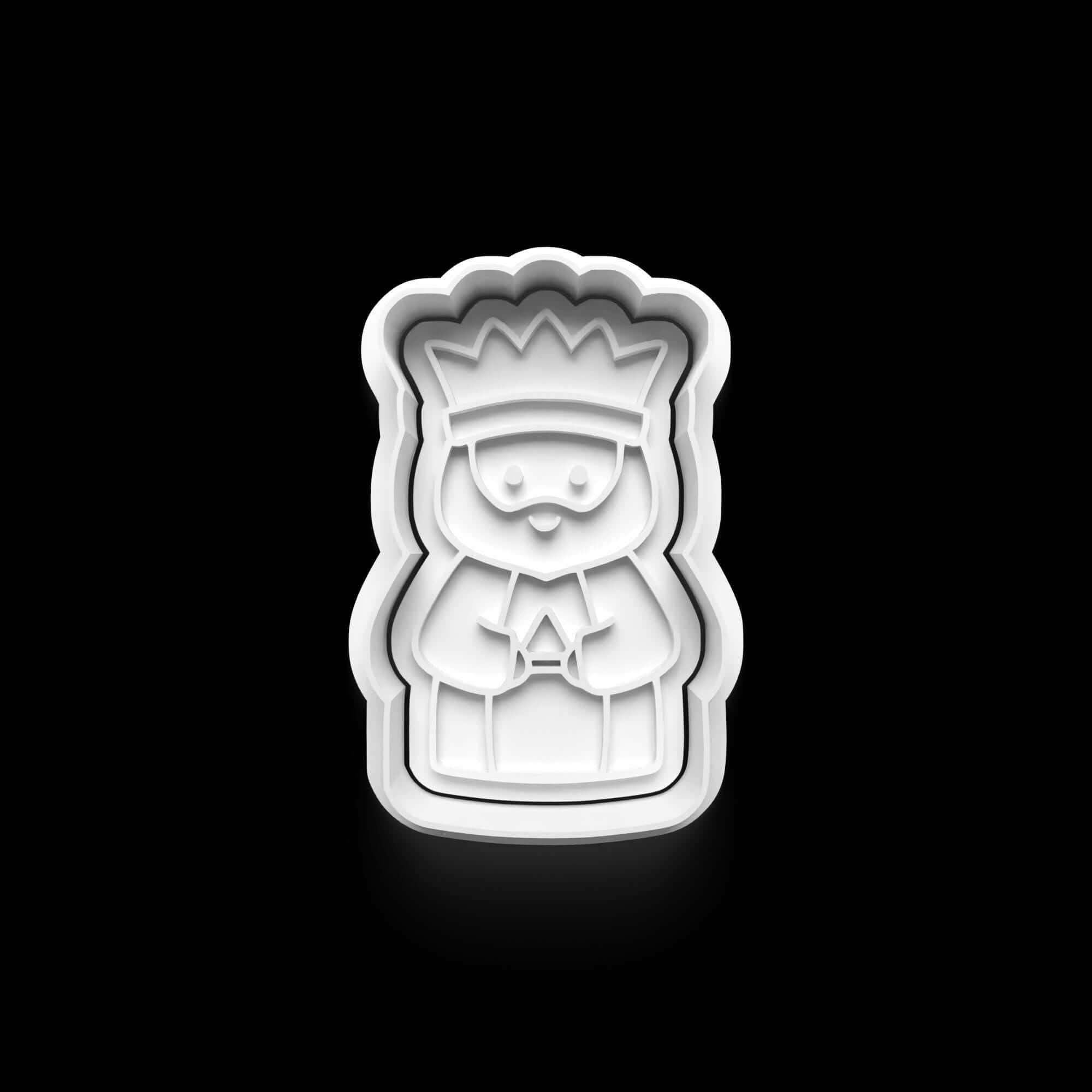 Keks-Ausstecher in Form eines Königs für festliche Weihnachtsplätzchen und Dekorationen.