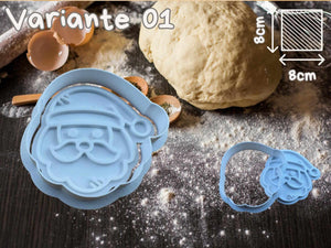 Weihnachtsmann Keks-Ausstecher in Blau, ideal für festliche Plätzchen, 8cm groß, perfekt für kreative Backprojekte.