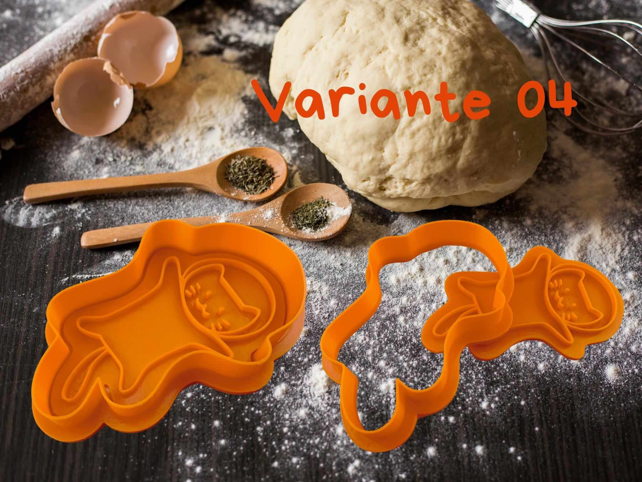 Weltraum Katzen Keks-Ausstecher in orange, perfekt für kreative Backabenteuer mit Katzenmotiven.