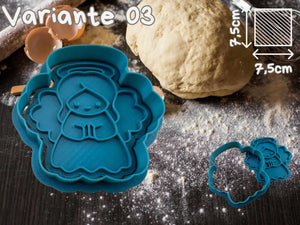 Blauer Keks-Ausstecher für Engel, ideal zum Backen weihnachtlicher Plätzchen und Dekorationen.
