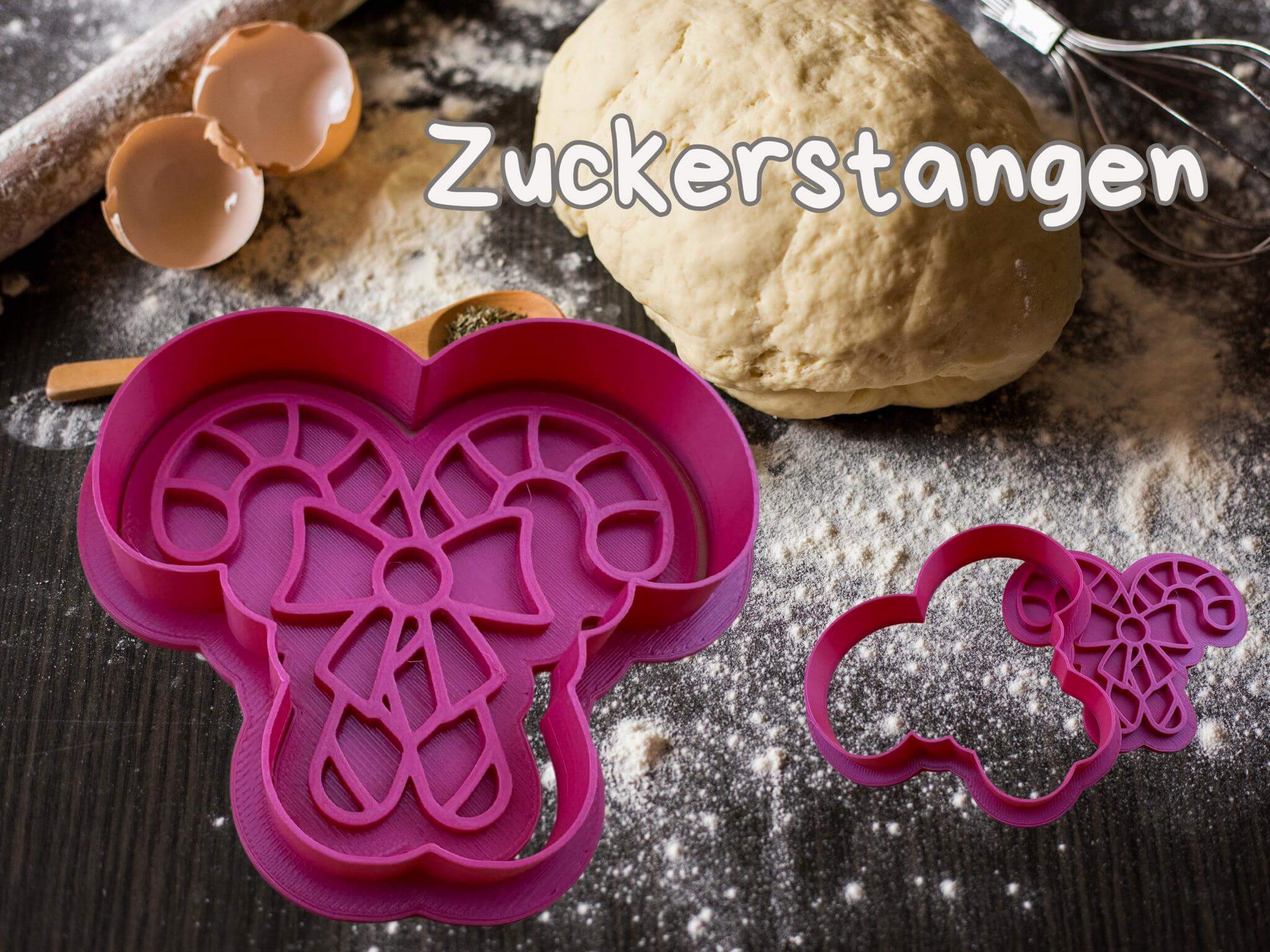 Pink sugar cane cookie cutter for festive baking fun during the holidays.