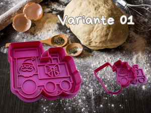 Weihnachtszug Keks-Ausstecher Set mit Lokomotive und Weihnachtsmotiven. Perfekt für festliche Backkreationen.