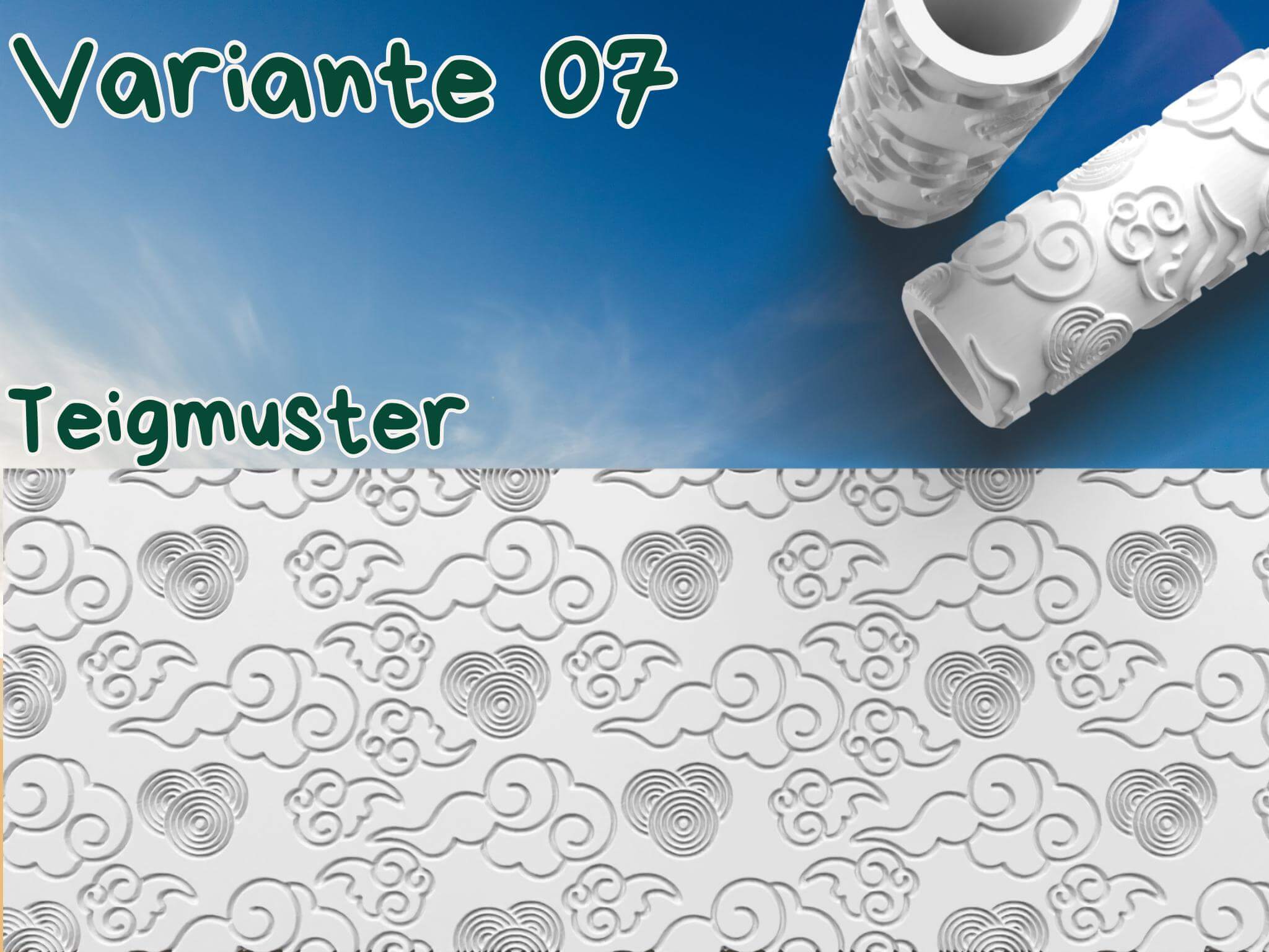 Teigroller mit Wolkenmotiv für kreative Muster auf Gebäck, ideal für Kekse und Kuchen, Hergestellt aus langlebigem PETG-Kunststoff.